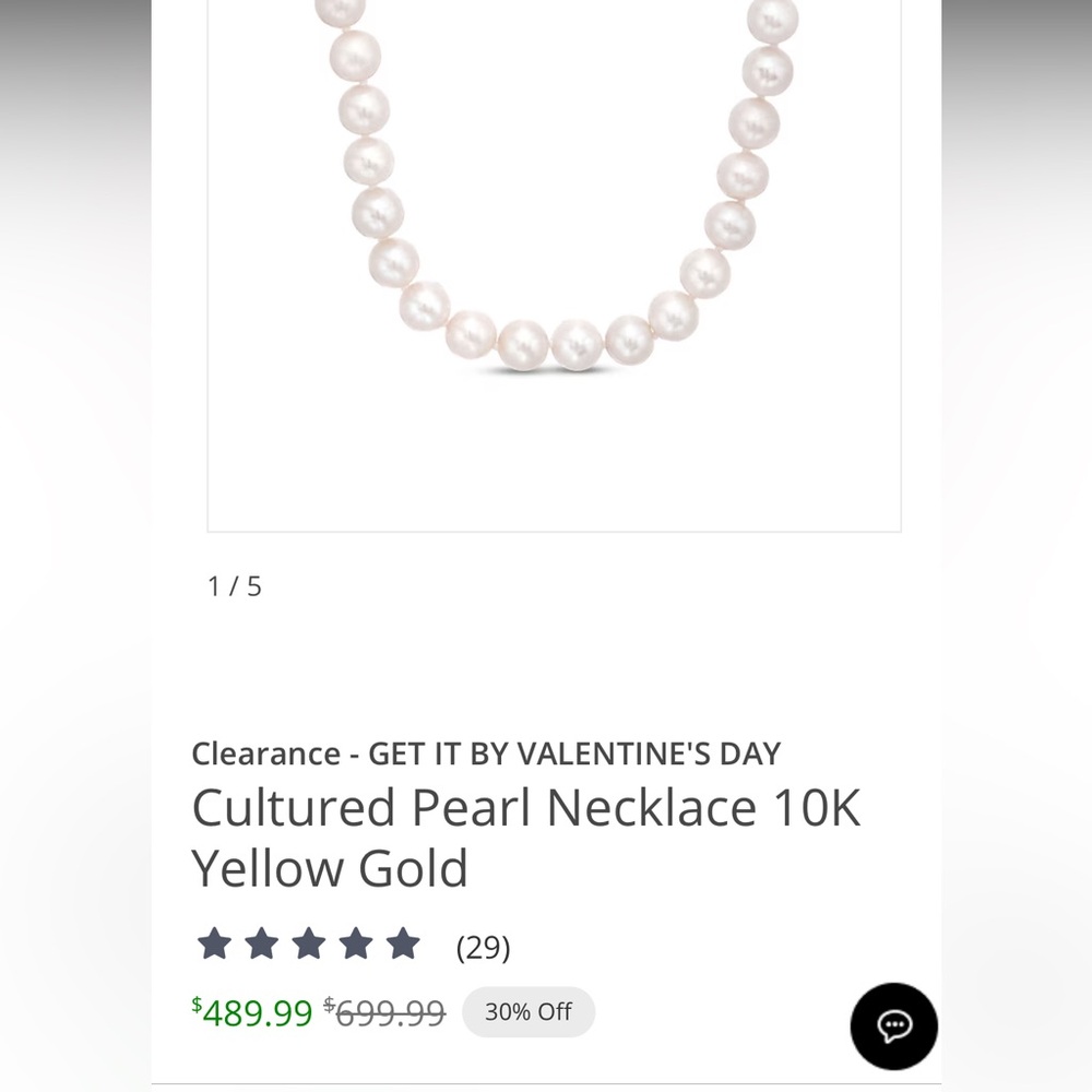 Cultured Pearl Necklace 10K Yellow Gold